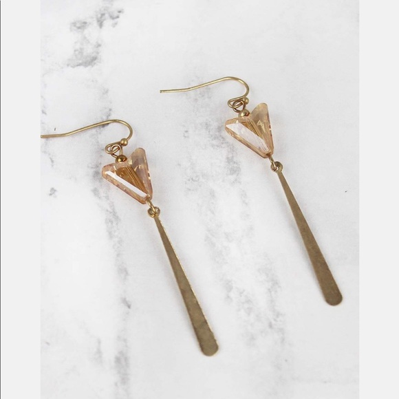 Jewelry - CHAMPAGNE TRIANGLE AND GOLDTONE TEARDROP EARRINGS